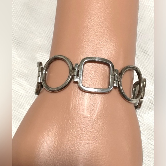 vintage Jewelry - 925 sterling Silver Geometric Link Bracelet